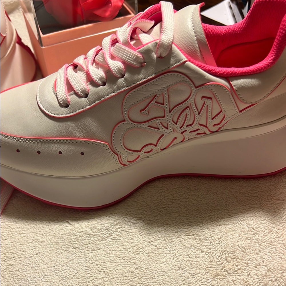 Women's Pink and White Sneakers